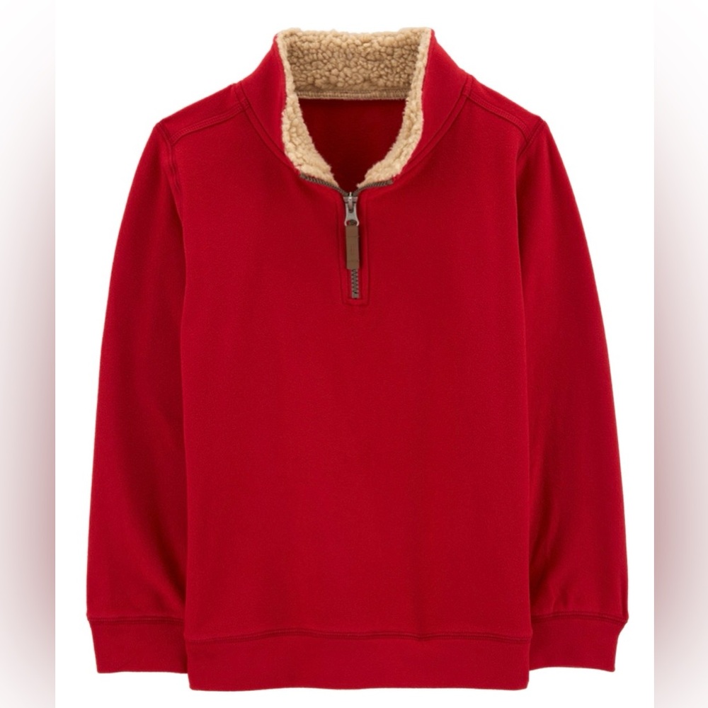 NWT! Carter's Red Fleece-Lined Quarter-Zip Pullover